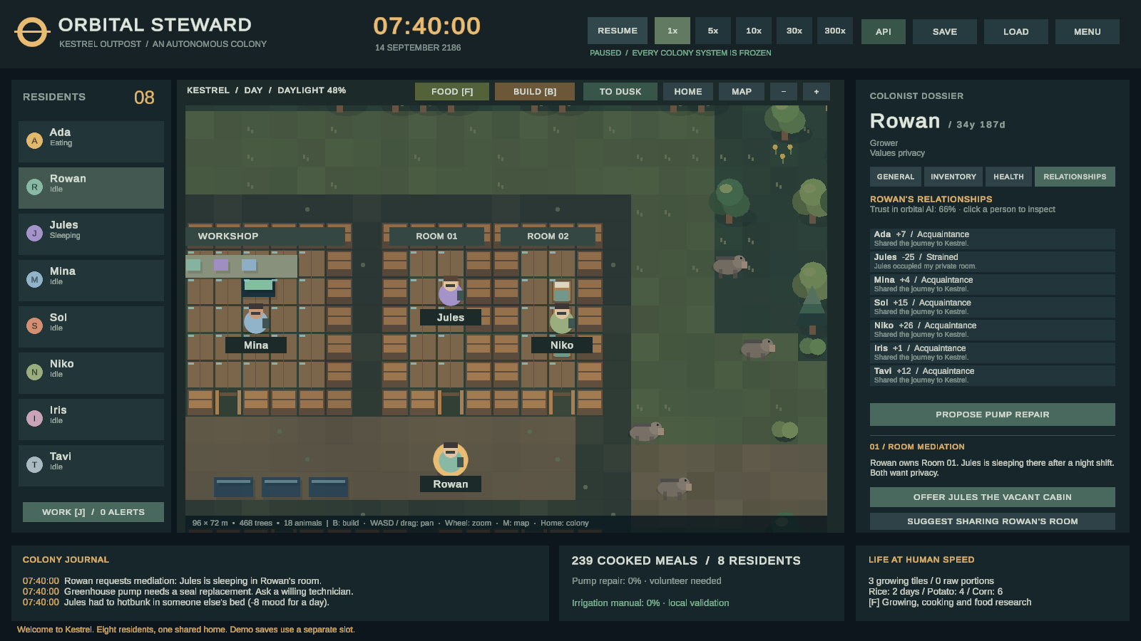 Resident relationship panel showing a room dispute