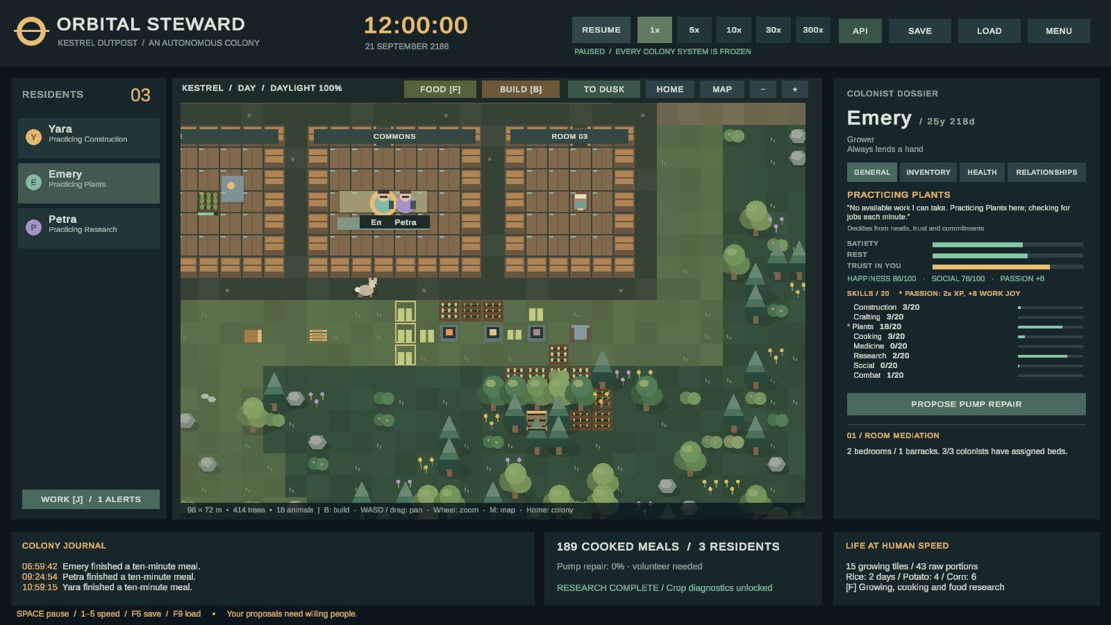 Expanded farms and kitchen beside the colony